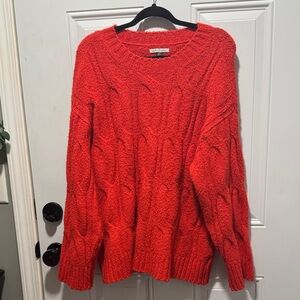 American Eagle Cozy Red Cable Knit Sweater